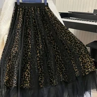 Spódnice - TEMU Spódnica w Leopard Print dla Kobiet - Nieelastyczna, Elegancka na Przyjęcia i Codzienność, Czarna, Stylowa do Biura i Na Co Dzień - Łatwa w - miniaturka - grafika 1