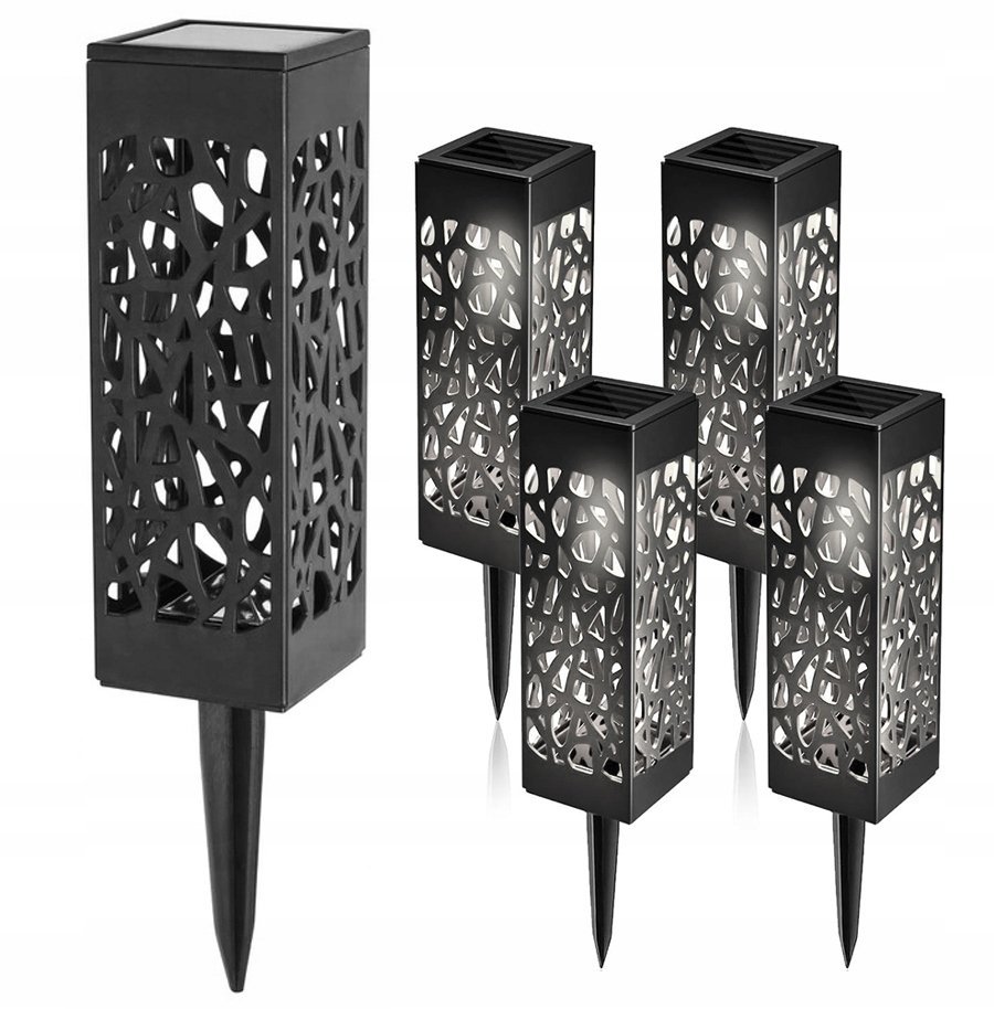 4x Lampa ogrodowa solarna LED LATARNIA AŻUROWA WBIJANA płomień