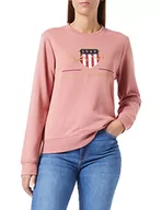 Swetry damskie - GANT Damski sweter Archive Shield z dekoltem w kształcie litery C, terakota różowa, XL - miniaturka - grafika 1