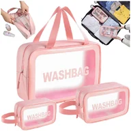 Kosmetyczki, organizery i kuferki - 3w1 Kosmetyczka Przezroczysta Transparentna Podróżna Organizer Do Samolotu - miniaturka - grafika 1