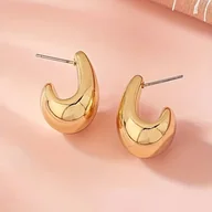 Kolczyki - TEMU Eleganckie srebrne kolczyki w kształcie księżyca - stylowy design z opadającymi elementami, stal nierdzewna, uniwersalny akcesorium modowe dla - miniaturka - grafika 1