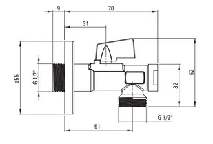 Deante Zawór kątowy kulowy z filtrem 1/2''x1/2'' VFA B63M - Zawory i kraniki - miniaturka - grafika 5