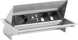 Bachmann BACHMANN CONEO SET 1x gniazdo z uziemieniem, 2x ABD, 1x ładowarka USB, srebrny - Gniazdka elektryczne - miniaturka - grafika 1