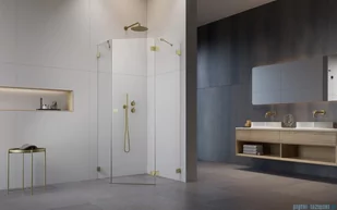 Radaway Essenza Pro Brushed Gold Ptj kabina pięciokątna 100x80 prawa szczotkowane złoto 10100000-99-01R/10100800-01-01 - Kabiny prysznicowe - miniaturka - grafika 3