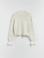 Swetry damskie - Reserved - Sweter z dodatkiem wełny - kremowy - miniaturka - grafika 1