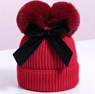 Czapki dla dzieci - Czapka dziecięca z kokardą - czerwona KP21312 - miniaturka - grafika 1