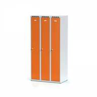 Szafki BHP - Alfa 3 Metalowa szafka ubraniowa trzydrzwiowa, pomarańczowe drzwi, zamek obrotowy 1261579 - miniaturka - grafika 1