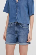 Spodenki damskie - Pepe Jeans szorty jeansowe SKINNY SHORT HW damskie kolor niebieski gładkie high waist PL801121HU5 - miniaturka - grafika 1