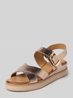 Sandały damskie - Sandały skórzane z gładką podeszwą - miniaturka - grafika 1