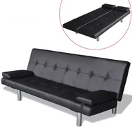 Sofy i kanapy - vidaXL Czarna sofa z dwoma poduszkami - miniaturka - grafika 1