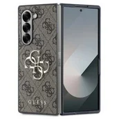 Etui i futerały do telefonów - Guess GUHCZFD64GMGBR Z Fold6 F956 brązowy/brown Leather 4G Metal Logo - miniaturka - grafika 1