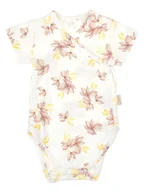 Body dla niemowląt - Niemowlęce body bawełniane krótki rękaw Kwiaty kremowy Nicol,r.56 - miniaturka - grafika 1
