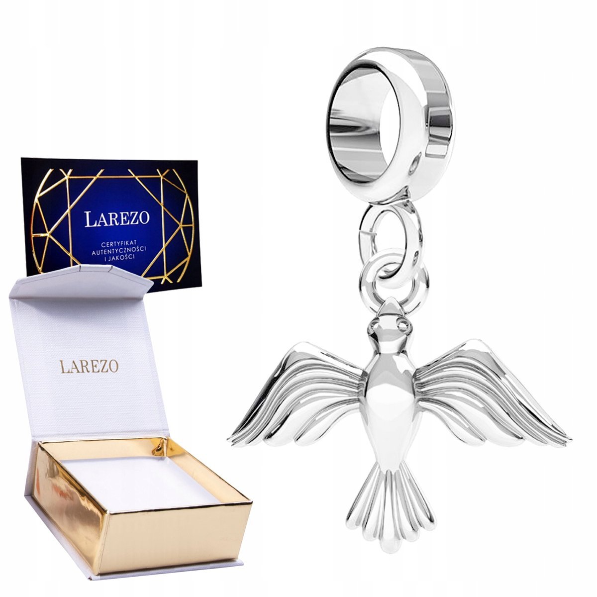 CHARMS SREBRNY Wiszący z Ptakiem Jaskółka Ptak Ptaszek Natura SREBRO 925