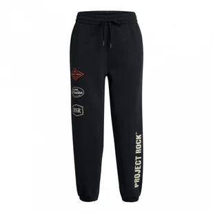 Damskie spodnie dresowe Under Armour Project Rock W Hwt Pnt Tools - czarne - UNDER ARMOUR - Spodnie sportowe damskie - miniaturka - grafika 1