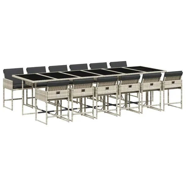 Zestaw mebli ogrodowych 330 x 106 x 73 cm, jasnoszary z antracytowymi podus