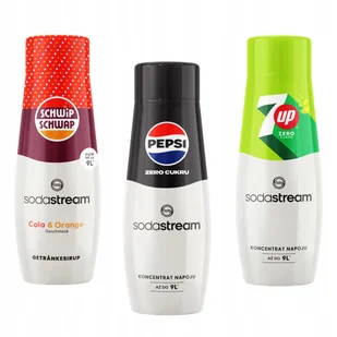 Zestaw 3 koncentratów Sodastream Schwip Schwap Cola + PepsMax + 7up Free - Syropy i koncentraty owocowe - miniaturka - grafika 1