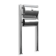 Skrzynki na listy - Skrzynka pocztowa wolnostojąca na słupku stalowa inox z gazetnikiem - miniaturka - grafika 1