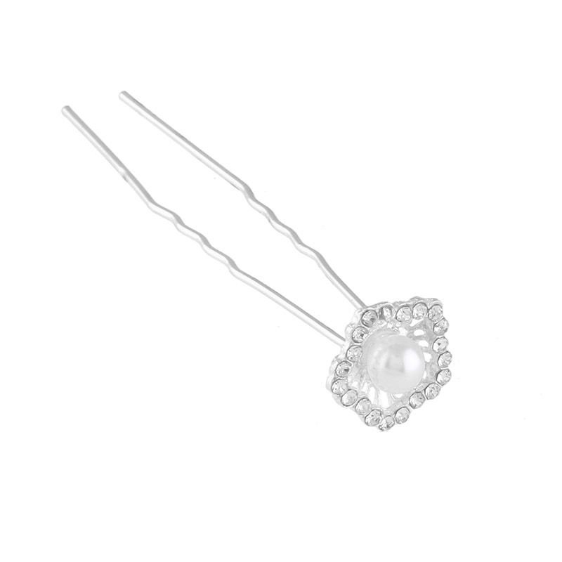 Szpilki do włosów z perełką i jetami, 7 cm, 2 szt.
