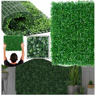 Sztuczny Bluszcz Żywopłot Na Balkon Ogrodzenie Zielona Ściana Mata Panel - Sztuczne kwiaty - miniaturka - grafika 1