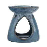 Świeczniki - Kominek zapachowy porcelanowy 9,5 x 9,5 x 10,5 cm niebieski - miniaturka - grafika 1