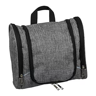 Relaxdays Kosmetyczka dla mężczyzn i kobiet, 6 przegródek, wodoszczelna, kosmetyczka do zawieszenia, worek na pranie na kemping, szary, 1 sztuka - Kosmetyczki, organizery i kuferki - miniaturka - grafika 1