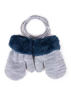 Rękawiczki Chłopięce Podwójne Szare Z Futrzanym Mankietem 12 Cm Yoclub - Rękawiczki dla dzieci - miniaturka - grafika 1