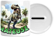 Skarbonki - Skarbonka Dinozaur Z Napisem Nadrukiem Prezent Urodziny Zatyczka Na Dole - miniaturka - grafika 1