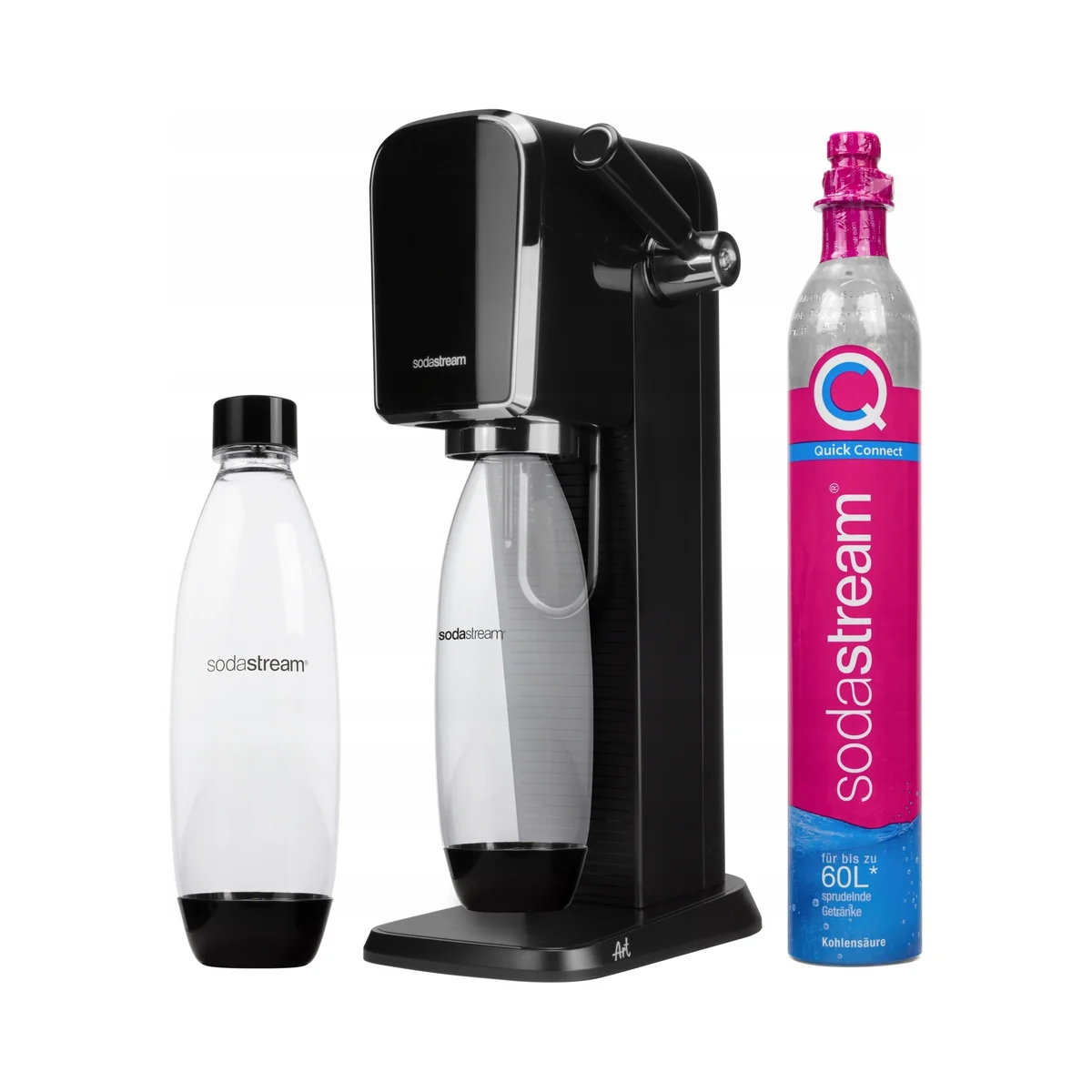 SATURATOR SODASTREAM ART CZARNY 3 SYROPY + NABÓJ ZESTAW DO GAZOWANIA WODY