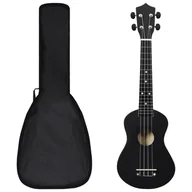 Inne instrumenty muzyczne - vidaXL Ukulele sopranowe z pokrowcem dla dzieci czarne 23 70152 - miniaturka - grafika 1