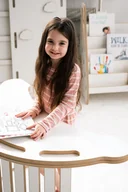 Skoczki dla dzieci - 3w1 DUŻY bujak montessori + DUŻA zjeżdżalnia CHMURKI + blat - miniaturka - grafika 1