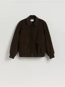 Kurtki damskie - Reserved - Kurtka oversize z imitacji zamszu - ciemnobrązowy - miniaturka - grafika 1