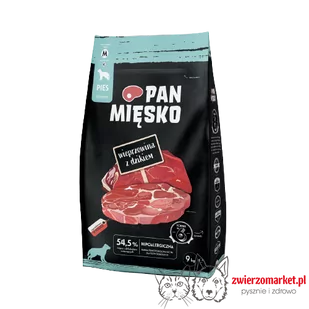 PAN MIĘSKO karma sucha dla psa wieprzowina z dzikiem, chrupki M 9kg - Sucha karma dla psów - miniaturka - grafika 1
