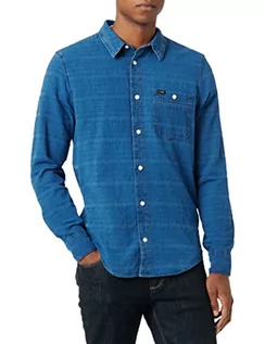 Koszule męskie - Lee Męska koszula Leesure Shirt, indygo, rozmiar S - grafika 1