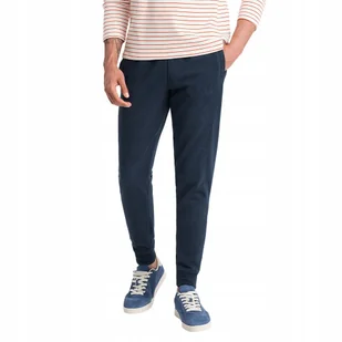 Męskie spodnie dresowe joggery BASIC granatowe V1 OM-PABS-0174 M - Dresy męskie - miniaturka - grafika 1