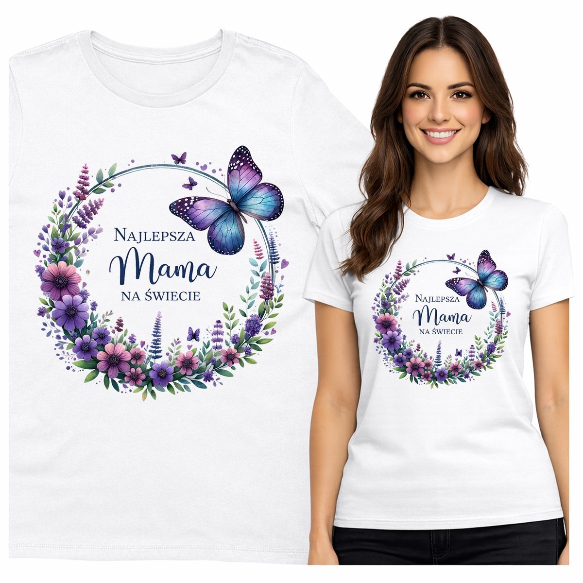 KOSZULKA NA DZIEŃ MAMY PREZENT DLA MAMY T-SHIRT NAJLEPSZA MAMA BAWEŁNIANA
