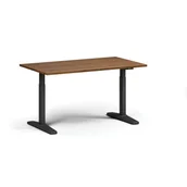 Biurka - Stół z regulacją wysokości ULIX, elektryczny, 675-1325 mm, blat 1400x800 mm, podstawa czarna, orzech - miniaturka - grafika 1