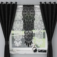 Firany - PANEL EKRAN ŻAKARDOWY 140x43 CZARNY ŁAPACZ SNÓW FIRANKA ALIA - miniaturka - grafika 1
