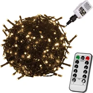 Oświetlenie świąteczne - VOLTRONIC Świąteczne oświetlenie LED 5 m - ciepłe białe 50 LED + pilot - zielony przewód - miniaturka - grafika 1