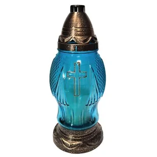 Znicz szklany LW Z-467 brokat 27 x 12 cm 28 h mix - Lampiony i znicze - miniaturka - grafika 1