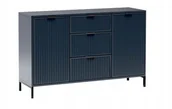 Komody - GRANATOWA Komoda 135 cm Ryflowane Fronty Metalowe Nogi INDIGO SZUFLADY - miniaturka - grafika 1