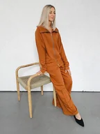 Komplety damskie - Katya bluza na zamek i spodnie z przeszyciem cynamonowy - miniaturka - grafika 1