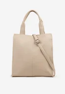 Torebki damskie - Ciemnobeżowa Duża Torebka Shopper Tote z Regulowanym Paskiem Sorielleza - miniaturka - grafika 1