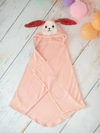 Okrycia kąpielowe dla dzieci - Crochetts Ręcznik "Rabbit" w kolorze jasnoróżowym z kapturem - 120 x 110 cm - miniaturka - grafika 1