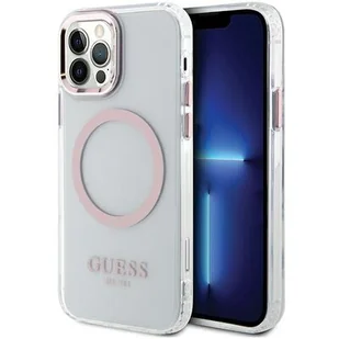 Guess GUHMP12MHTRMP iPhone 12/12 Pro 6.1" różowy/pink hard case Metal Outline Magsafe - Etui i futerały do telefonów - miniaturka - grafika 1