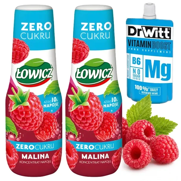 2x Syrop Łowicz Malina Zero Cukru 500ml Koncentrat Do Saturatora Do 10l