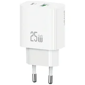 Ładowarki do telefonów - Ładowarka sieciowa USAMS CC315 T65 25W 1xUSB-C 1xUSB-A Fast Charging biały - miniaturka - grafika 1
