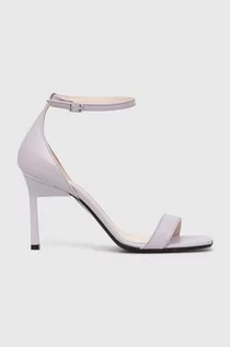 Sandały damskie - Calvin Klein sandały skórzane GEO STILETTO SANDAL kolor fioletowy HW0HW01610 - grafika 1