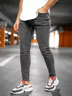 Spodnie męskie - Czarne spodnie jeansowe męskie skinny fit Denley R926-1 - miniaturka - grafika 1