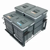 Kosze na śmieci - Sortownik śmieci SQUARE ANTRACYT do szafki 60 cm cichy domyk 2x18+2x10 l z mocowaniem frontu meblowego - miniaturka - grafika 1