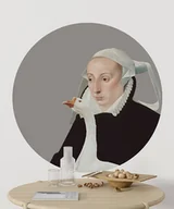 Tapety - Mural DOTS Kobieta z gęsią- okrągła dekoracja ścienna - miniaturka - grafika 1